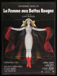 7y621 WOMAN WITH RED BOOTS French 1p '74 Juan Luis Bunuel, sexy art of Catherine Deneuve by Landi!