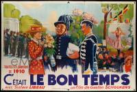 7y267 THOSE WERE THE DAYS French 2p '36 Gillion art of uniformed men helping pretty lady!