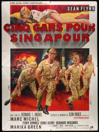 7y242 FIVE ASHORE IN SINGAPORE French 4p '67 Sean Flynn, Jean Mascii art of soldiers & sexy girl!