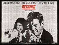 7y244 GETAWAY French 4p '73 cool image of Steve McQueen & Ali McGraw with guns, Sam Peckinpah!