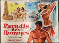 7y246 LAST PARADISE French 4p '57 Georges Allard art of super sexy topless tropical island girls!