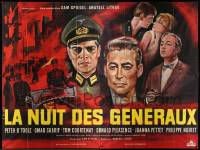 7y249 NIGHT OF THE GENERALS French 4p '67 different Georges Allard art of Peter O'Toole in WWII!
