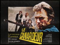 7y233 THUNDERBOLT & LIGHTFOOT French 8p '74 Clint Eastwood, George Kennedy & Busey with HUGE gun!