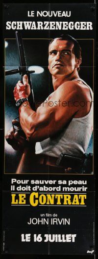 7y286 RAW DEAL French door panel '86 great Mascii art of tough guy Arnold Schwarzenegger with gun!