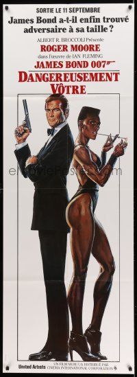 7y288 VIEW TO A KILL French door panel '85 art of Roger Moore as James Bond & Grace Jones by Goozee