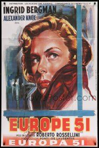 7y276 EUROPA '51 French 31x47 R80s c/u art of Ingrid Bergman, Roberto Rossellini's Europa '51!