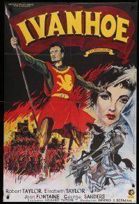 7y300 IVANHOE style A French 31x46 R80s Lynch Guillotin art of Elizabeth Taylor & Robert Taylor!