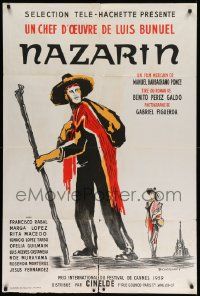 7y306 NAZARIN French 32x47 '60 Luis Bunuel, cool Dovarinoff art of Mexican Catholic priest!