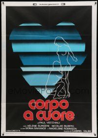 7y793 DRUGSTORE ROMANCE Italian 1p '79 great silhouette art of naked woman & man over giant heart!