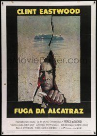 7y803 ESCAPE FROM ALCATRAZ Italian 1p '79 cool artwork of Clint Eastwood busting out by Lettick!
