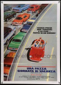 7y808 FERRIS BUELLER'S DAY OFF Italian 1p '87 best different art of Broderick & friends in Ferrari!