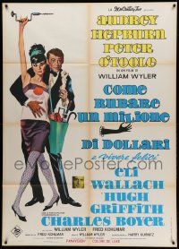 7y841 HOW TO STEAL A MILLION Italian 1p R60s great art of sexy Audrey Hepburn & Peter O'Toole!