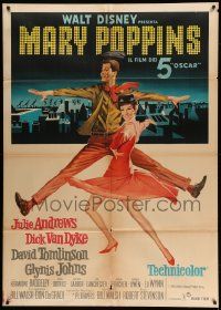 7y887 MARY POPPINS Italian 1p '65 Julie Andrews & Dick Van Dyke, Disney classic, different art!