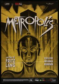 7y891 METROPOLIS Italian 1p R10 Fritz Lang, classic robot art from the first German release!