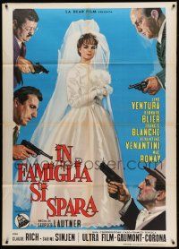 7y895 MONSIEUR GANGSTER Italian 1p '63 great art of bride surrounded by gangsters with guns!