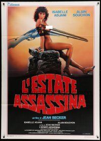 7y903 ONE DEADLY SUMMER Italian 1p '83 Sciotti art of shotgun over sexy naked Isabelle Adjani!