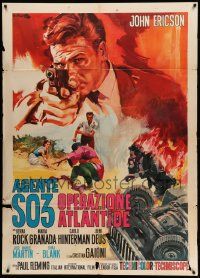 7y905 OPERATION ATLANTIS Italian 1p '65 Averardo Ciriello art of spy John Ericson aiming his gun!