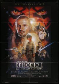 7y913 PHANTOM MENACE Italian 1p '99 George Lucas, Star Wars Episode I, great Drew Struzan art!