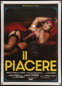 7y915 PLEASURE Italian 1p '85 Enzo Sciotti of sexy woman sprawled out in skimpy lingerie!