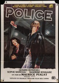 7y916 POLICE Italian 1p '86 different Priovano art of Gerard Depardieu & Sophie Marceau!