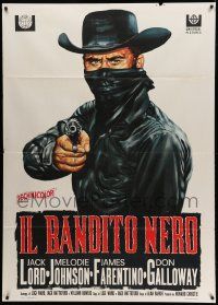 7y933 RIDE TO HANGMAN'S TREE Italian 1p '67 different art of masked cowboy in black aiming gun!
