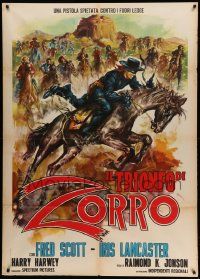 7y934 RIDIN' THE TRAIL Italian 1p R60s great image of Fred Scott as Zorro fleeing on horseback!