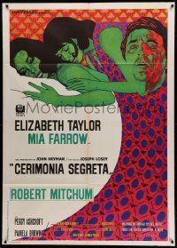 7y940 SECRET CEREMONY Italian 1p '69 Elizabeth Taylor, Mia Farrow, Mitchum, different Iaia art!