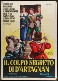 7y941 SECRET MARK OF D'ARTAGNAN Italian 1p '62 Olivetti art of George Nader defending ladies!