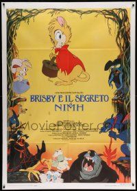 7y942 SECRET OF NIMH Italian 1p '83 Don Bluth, different mouse fantasy cartoon artwork by Grob!