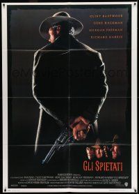 7y977 UNFORGIVEN Italian 1p '92 classic image of gunslinger Clint Eastwood with his back turned!