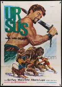 7y978 URSUS IN THE VALLEY OF LIONS Italian 1p R70s great Stefano art of barechested Ed Fury!