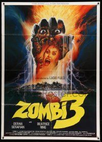 7y999 ZOMBI 3 Italian 1p '87 directed by Lucio Fulci, cool demons-in-hand horror artwork!