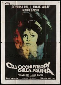 7y652 COLD EYES OF FEAR Italian 2p '71 cool psychedelic image of sexy Giovanna Ralli!