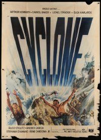7y654 CYCLONE Italian 2p '78 art of men fighting for their lives in a natural disaster!