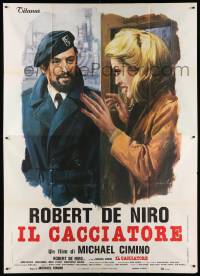 7y655 DEER HUNTER pre-awards Italian 2p '79 different Ciriello art of Robert De Niro & Meryl Streep!