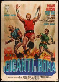 7y661 GIANTS OF ROME Italian 2p '64 I Giganti di Roma, cool art of Richard Harrison by Casaro!