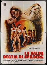 7y668 HELGA SHE WOLF OF SPILBERG Italian 2p '77 wild different art of censored naked women!