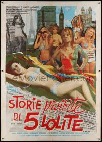 7y674 INNOCENT ABROAD Italian 2p '72 colorful art of barely dressed girls getting in trouble!