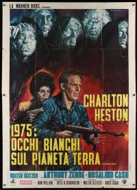 7y692 OMEGA MAN Italian 2p '71 Charlton Heston is the last man alive, great different Ciriello art