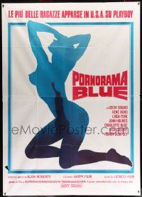 7y693 PANORAMA BLUE Italian 2p '73 John Holmes, Uschi Digard, sexy different silhouette art!