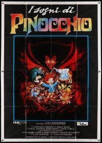 7y699 PINOCCHIO & THE EMPEROR OF THE NIGHT Italian 2p '89 cool cartoon artwork of cast!