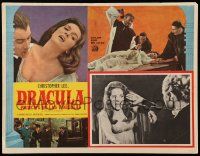 7y127 DRACULA PRINCE OF DARKNESS Mexican LC '66 vampire Christopher Lee, cool border montage!