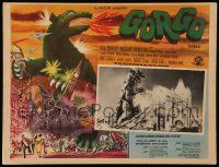 7y138 GORGO Mexican LC '61 great artwork & inset photo of giant monster terrorizing city!