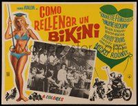 7y148 HOW TO STUFF A WILD BIKINI Mexican LC '65 smiling Annette Funicello at nightclub by band!