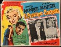 7y196 PRINCE & THE SHOWGIRL Mexican LC '57 close up of sexy Marilyn Monroe & Laurence Olivier!