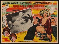 7y208 SOME LIKE IT HOT Mexican LC '59 Marilyn Monroe, Tony Curtis in drag in bath, Hirschfeld art!