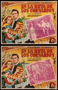 7y066 SPANISH MAIN 8 Mexican LCs R60s Maureen O'Hara, Paul Henreid, Walter Slezak, first color RKO!