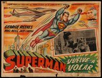 7y212 SUPERMAN FLIES AGAIN Mexican LC '63 George Reeves in costume in border art AND inset!