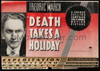 7y030 DEATH TAKES A HOLIDAY pressbook '34 Fredric March, includes 2 sample heralds & 2 sample WCs!