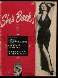 7y017 AFFAIR IN TRINIDAD pressbook '52 many images of sexiest Rita Hayworth in low-cut dress!